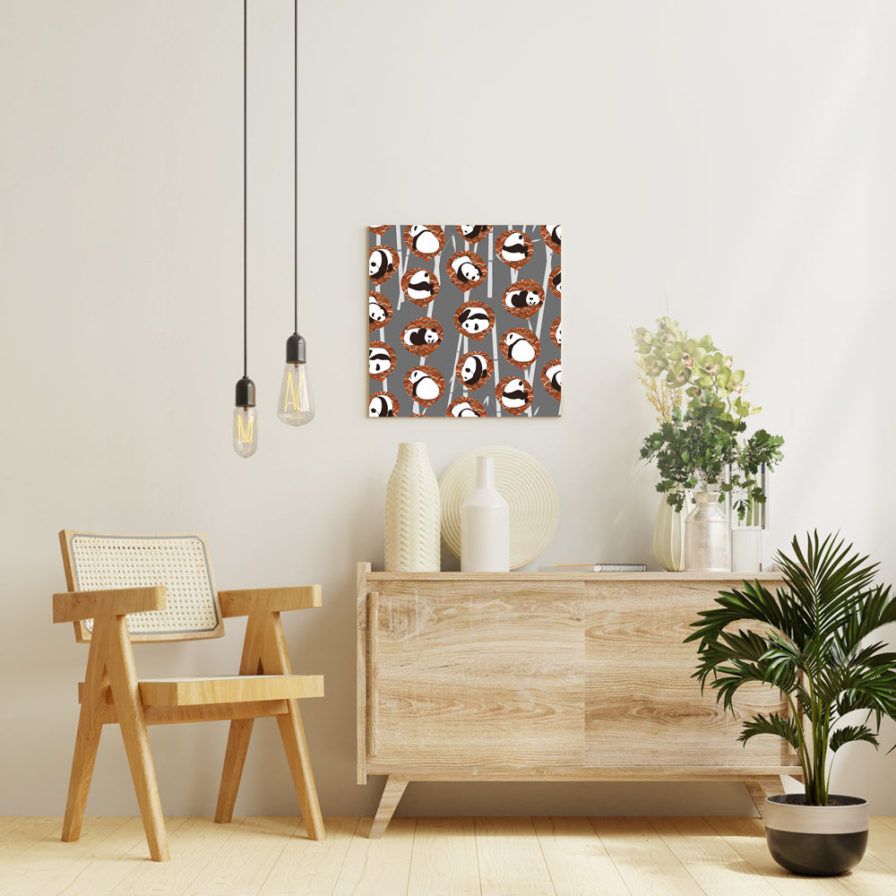 乙部 なるみ「パンダ」アートシリーズ アートパネル キャンバス 壁掛け インテリア PNL-ART074
