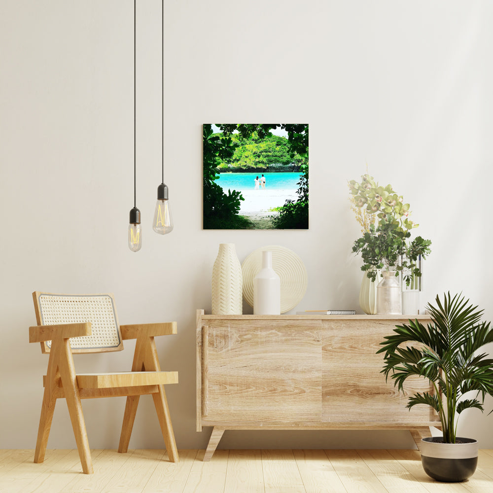 TAKUMI「ビーチの2人」アートシリーズ アートパネル キャンバス 壁掛け インテリア PNL-ART057