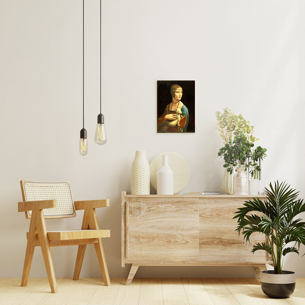 レオナルド・ダ・ヴィンチ「白貂を抱く貴婦人<チェチリア・ガッレラーニの肖像>」絵画シリーズ アートパネル キャンバス 壁掛け インテリア