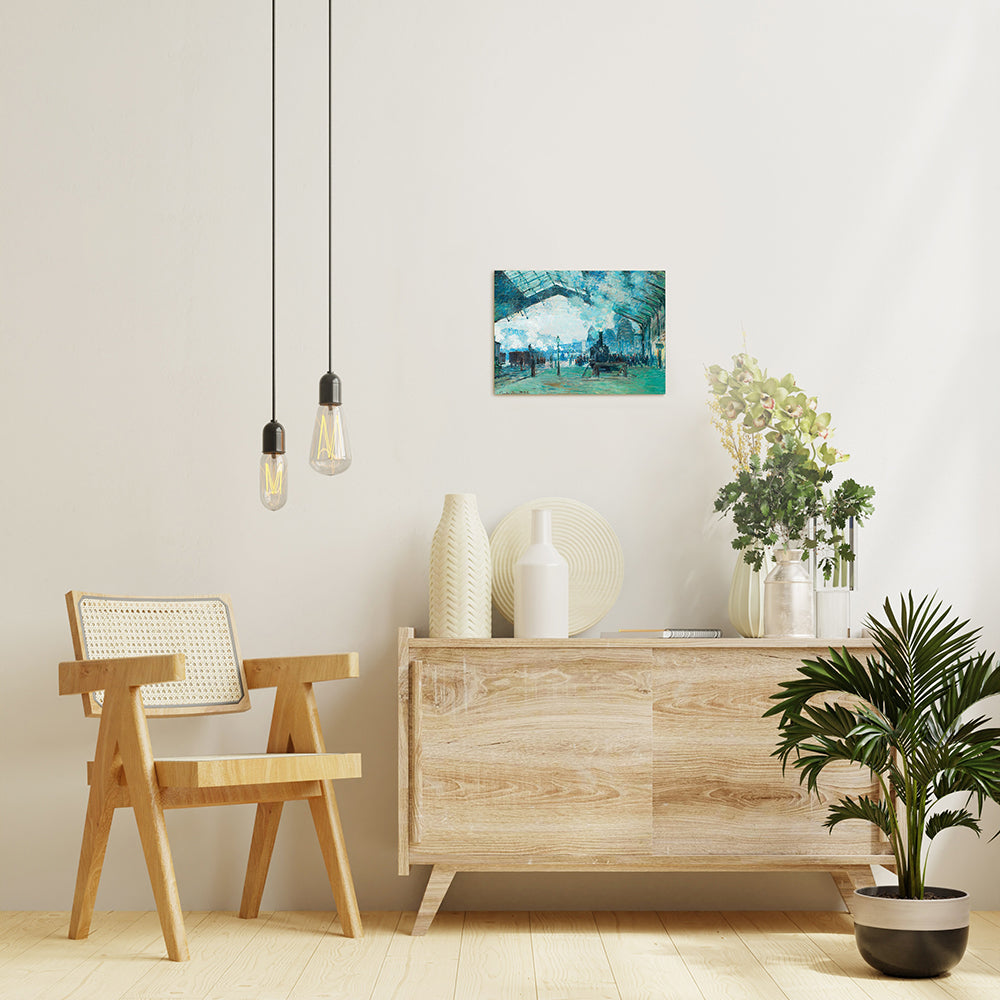 クロード・モネ「ノルマンディーの汽車の到着、サン=ラザール駅」絵画シリーズ アートパネル キャンバス 壁掛け インテリア